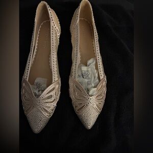 Copper Key Beige Butterfly Flats